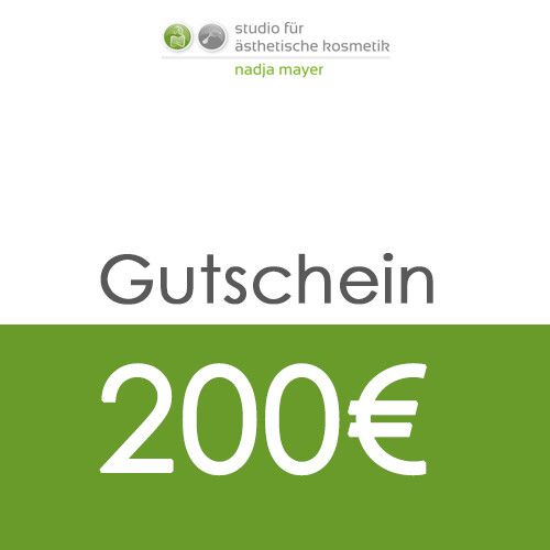 Gutschein im Wert von 200 € online bestellen im Studio für ästhetische Kosmetik - Nadja Mayer